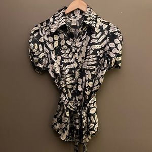 Vertigo Paris hunter green patterned blouse - Sz L